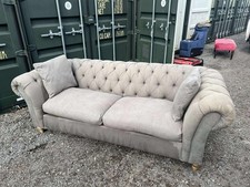 Beautiful Grey 3 seater chesterfield sofa fabric DELIVERY AVAILABLE