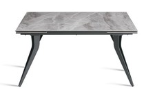 Image of Extendable Rectangular Marble Effect Stone Dining Table CIC-743