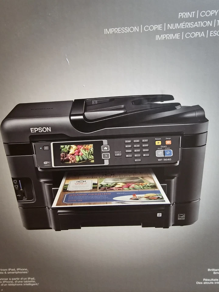 Impresora Epson WorkForce WF-3640, inalámbrica, todo en uno de inyección de tinta NUEVA en caja Foto 4 de 4