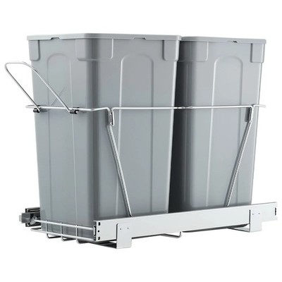  Kitchen Cabinet Pullout Garbage Bin, 27QTx2 Dual Under Sink Waste Disposal