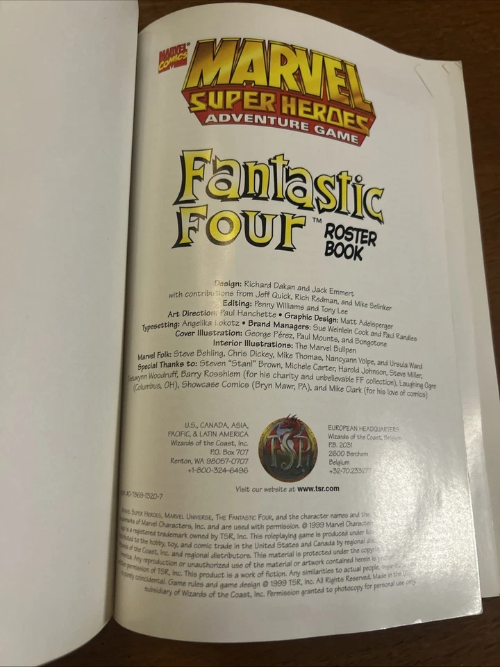 TSR Marvel Super Heroes - SAGA Fantastic Four - Roster Book VG+ - Image 4 of 4