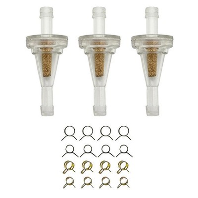 3 Stück 6 mm 1/4 Zoll Inline Kraftstofffilter mit 8 Schlauchschellen für Motorradeinsatz