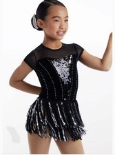 Weissman Dance Costume black fringe velvet Flapper Could Have Been Me 14906 IC