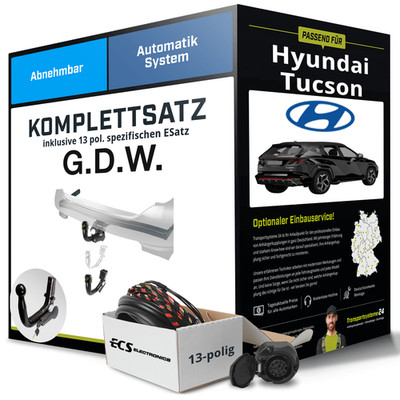Anhängerkupplung abnehmbar für HYUNDAI Tucson +E-Satz (AHK+ES) PKW KIT NEU