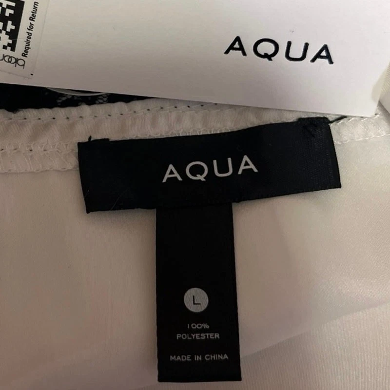 NUEVA Camiseta sin Mangas Cami Camisola Sin Mangas Satén Sedoso Encaje Negro Aqua Blanco Talla L Foto 4 de 4