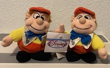 Disney Store Alice in Wonderland TWEEDLE DEE  DUM- 9" Bean Bag Plush Set NEW 