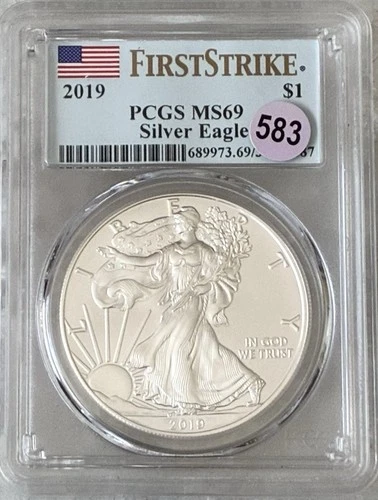2019 Silver Eagle PCGS MS69 First Strike $1 American 0.999 Fine 1 Troy Oz Coin