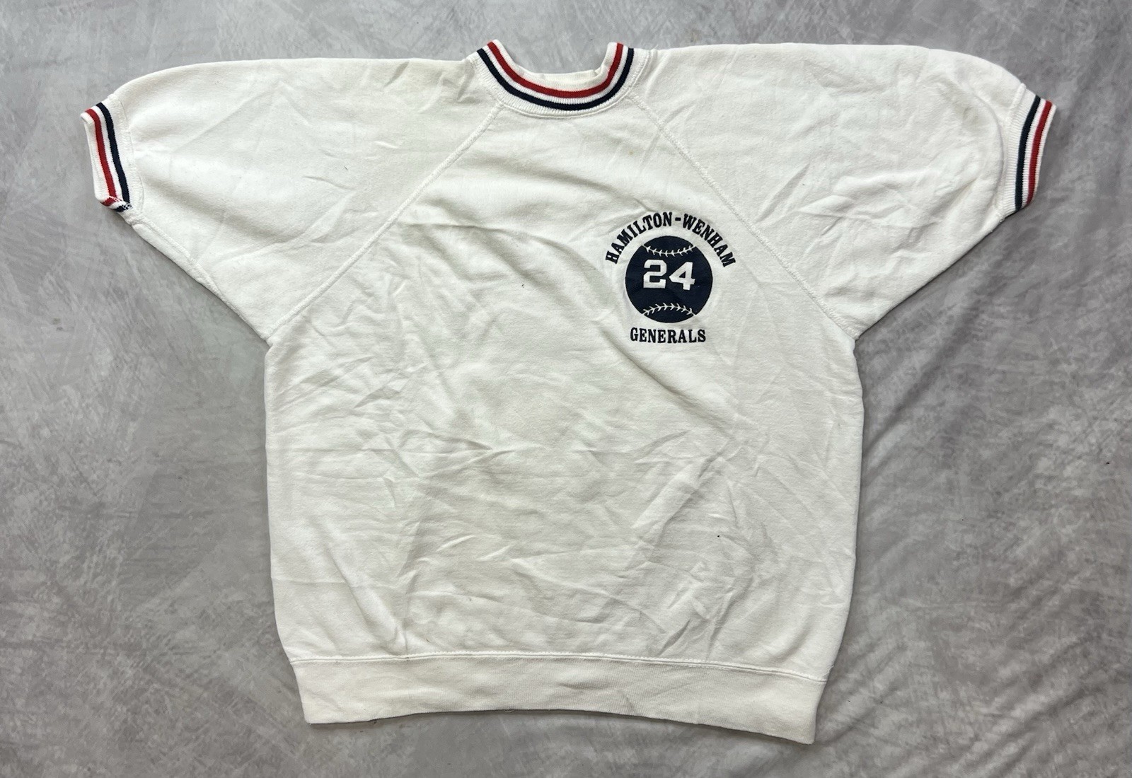 Vintage 50s 60s Hamilton Wenham Generals Champion Short Sleeve Sweatshirt Size L