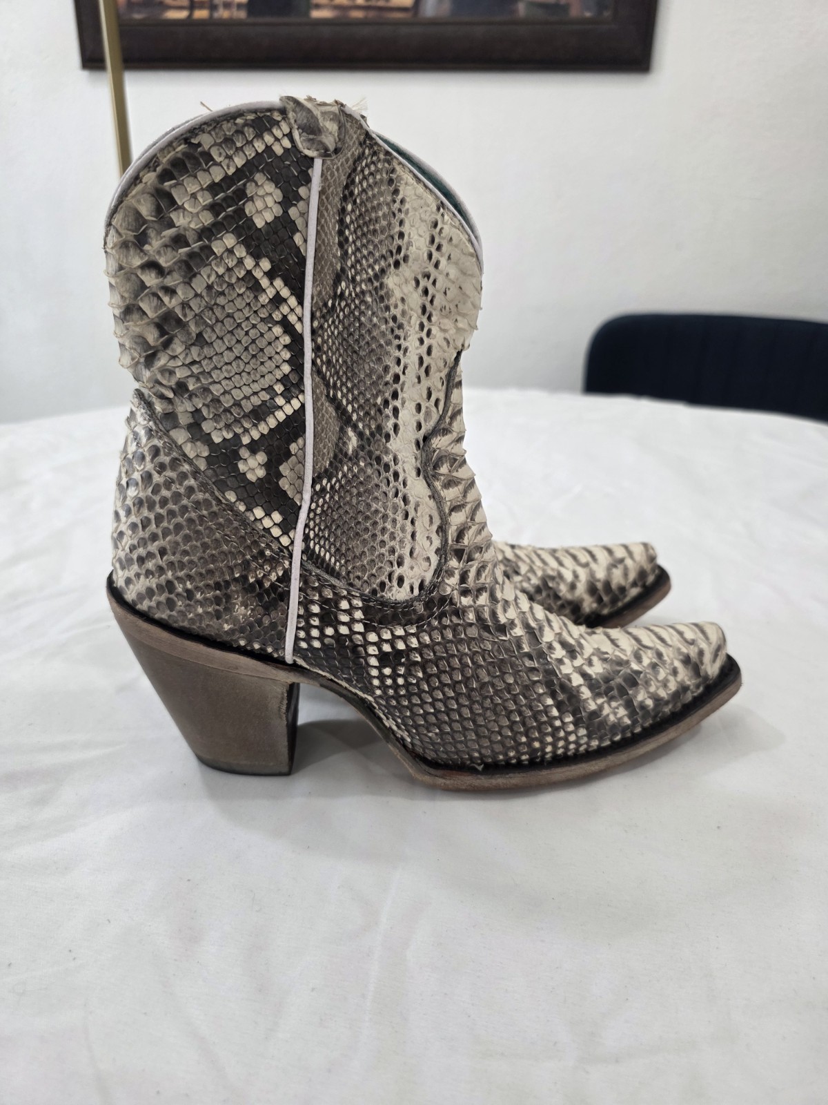Corral Full Python Leather Ankle Boot Women Size 7 - image 1