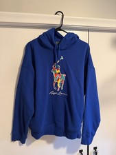 Polo Ralph Lauren NWOT Men Multicolor Big Pony Hoodie Blue Medium