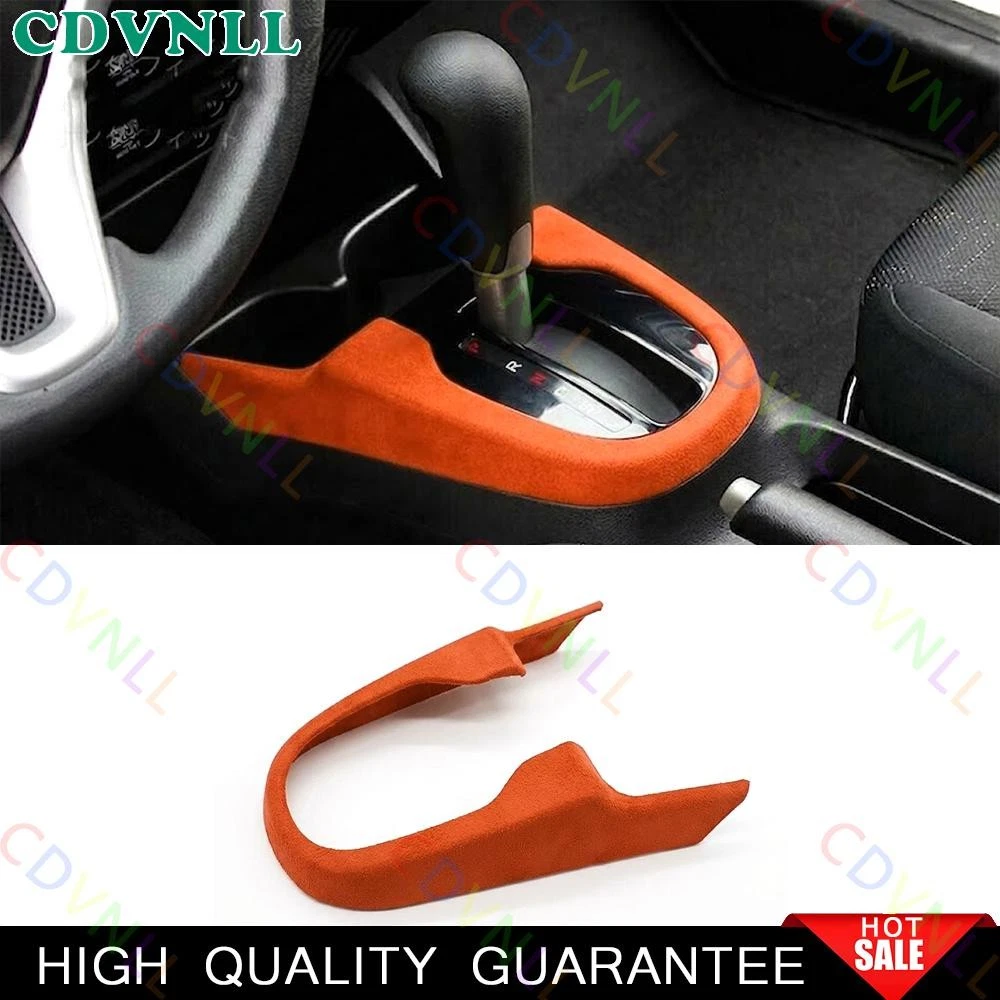 For Honda Fit/Jazz 2014-2020 Orange Suede Central Console Gear Shift Cover Trim