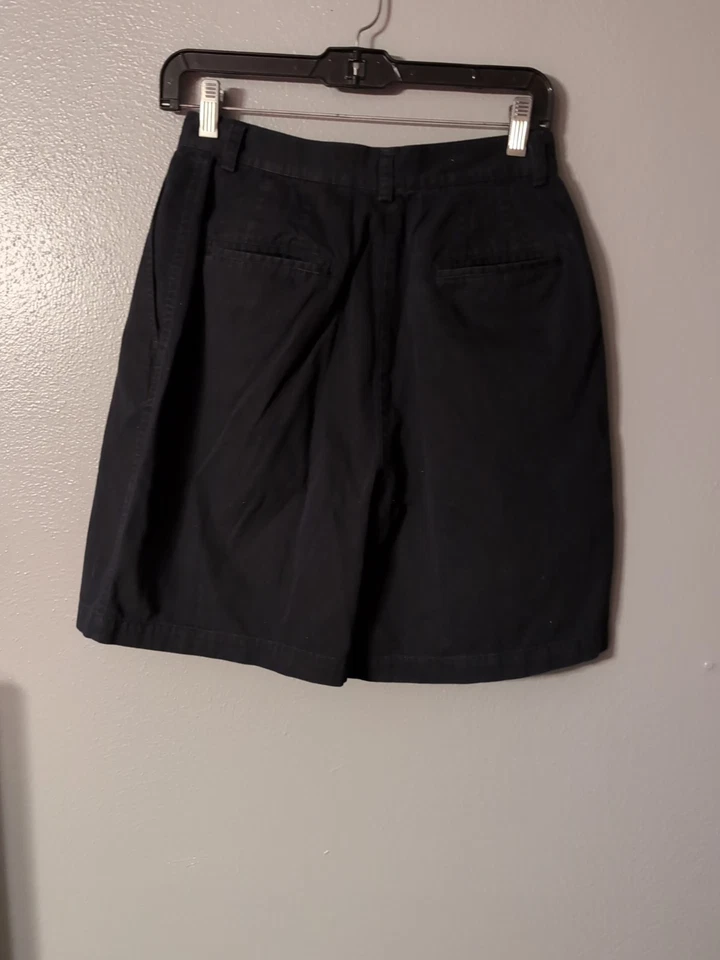 Vintage Marsh Landing Petites Black High Waist Pleated Cotton Shorts 10P - Imagem 3 de 4