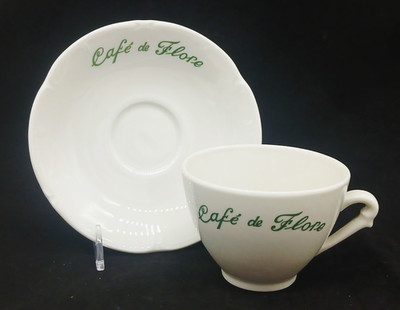 Cafe de Flore 4 Oz Restaurant Cup/Saucer Set, Paris France, Apilco, Set 2