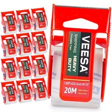 1.88 inch x 22.2 yd Packing Tape with Dispenser 12 Rolls Clear Shipping