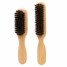 Mens Wild Boar Bristle Hair Brush Wooden Stiff Bristles Beard Brush For Men