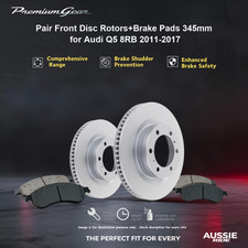 Pair Front Disc Rotors+Brake Pads 345mm for Audi Q5 8RB 2008-2017