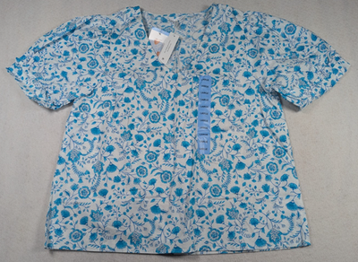 #ad #ad Draper James Blue Floral Cotton Blouse Size L $17.95