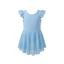 Girls Ballet Dress Tutu Leotard Dancewear Blue Chiffon Skirt 110-120cm 2-5Y