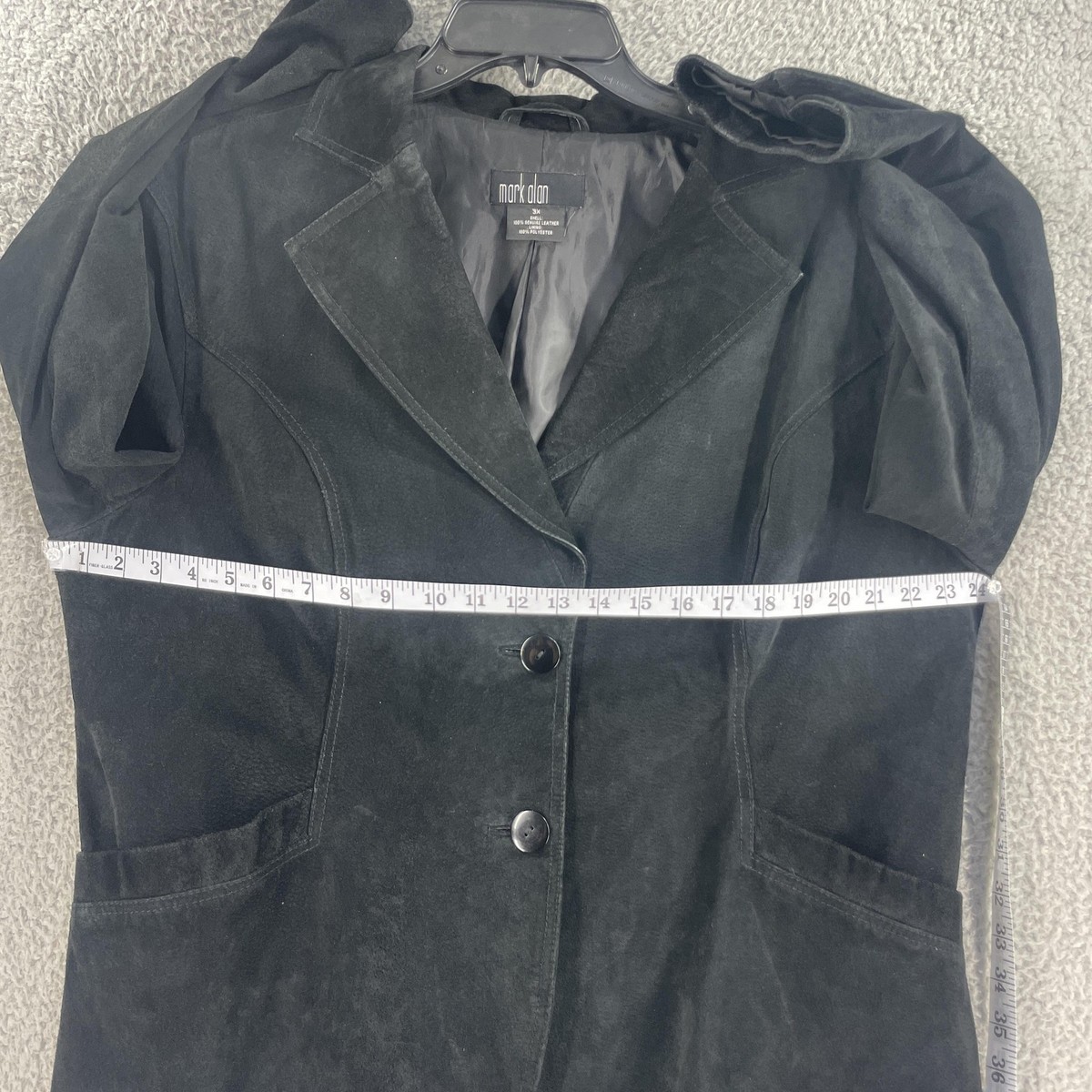 Mark Alan Jacket Womens Plus 3X Black Leather Blazer Coat Button Lined View 4