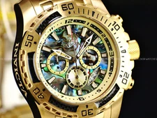 Invicta Men's 51mm Pro Diver SCUBA Chronograph ABALONE Dial Gold Tone SS Watch