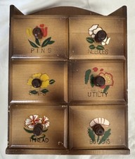 Caja de costura de madera con 6 cajones para pasadores, agujas, broches de presión utilidad, hilo, botones