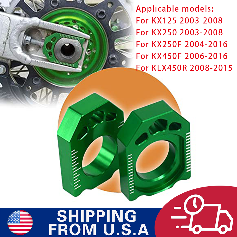 CNC Rear Axle Blocks Chain Adjuster for KX125/250 KX250F KX450F KLX450R
