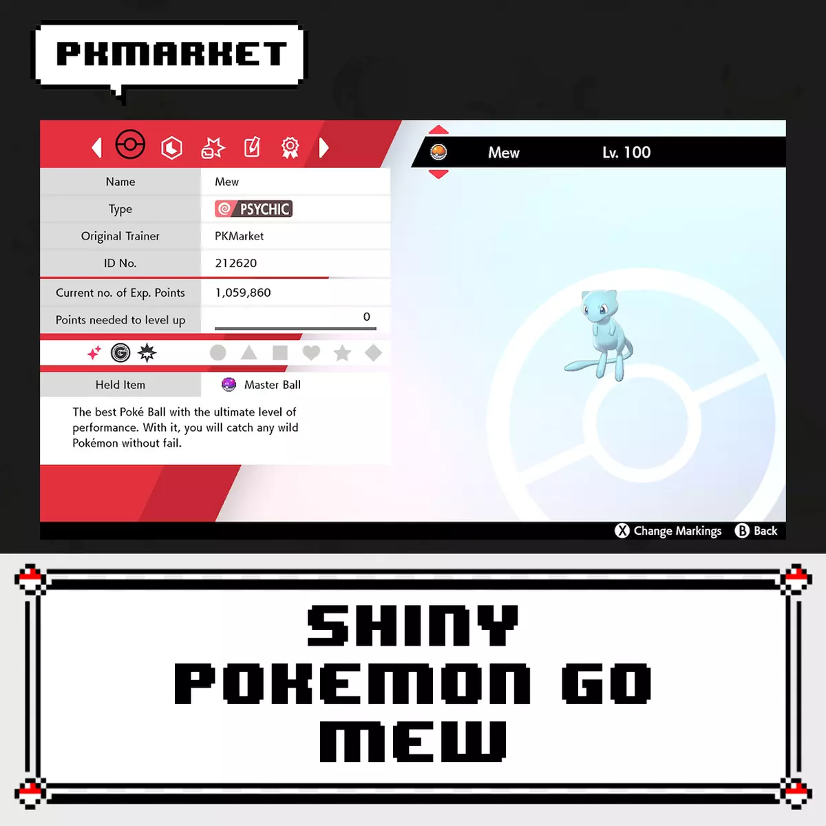 Shiny Pokémon GO Mew 6IV competitive Sword & Shield Nintendo Switch HOME