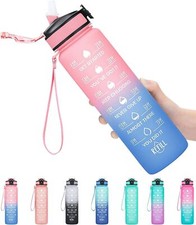 Sports Water Bottles with Straw - Gym & Travel, Leakproof, BPA-Free 1 & 2 Litre