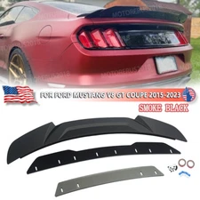 3PCS Ducktail Wicker Bill Flap Style Rear Spoiler Wing For Ford Mustang GT Coupe