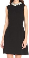 Women's Betsey Johnson Pearl Collar Dress, Size 0 - Black
