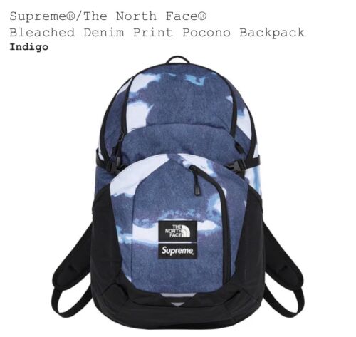 Brand New Supreme® x The North Face® Bleached Denim Print Pocono 
