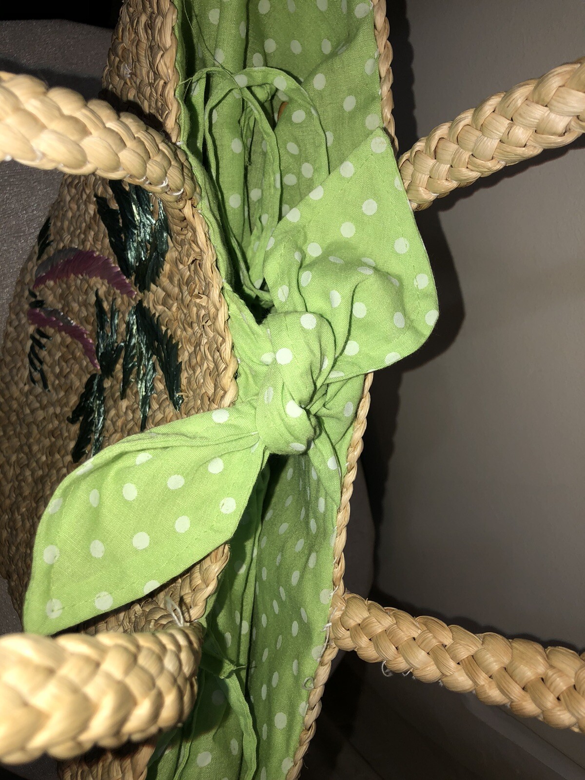 Palm Tree Straw Beach Tote Bag Purse Large Gem