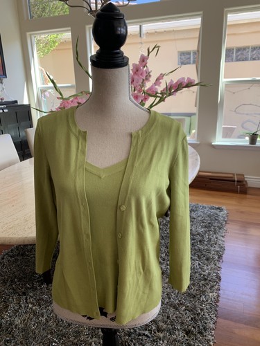 TALBOTS Green Top \u0026 Cardigan (Rayon 