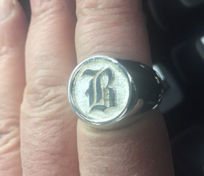 Old English Custom-Made Initial Ring Solid Sterling Silver 925 Sizes 6-12 