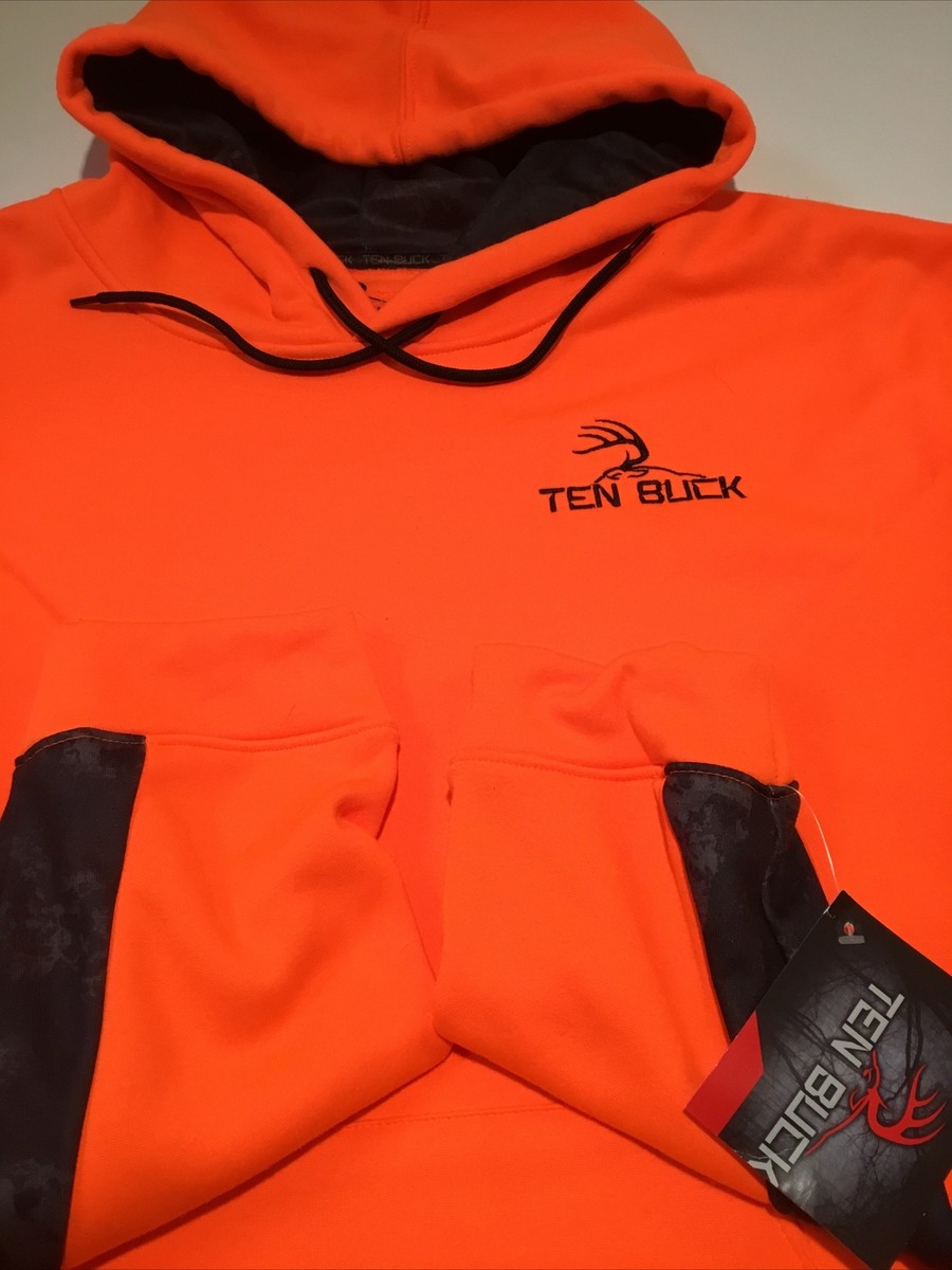 Ten Buck Men's Blaze Orange Pullover Hoodie Size 2XL