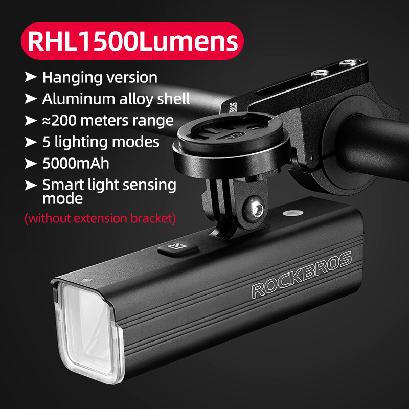 ROCKBROS Bike Front Hoisting Headlight MTB Flashlight USB-C 