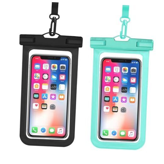Waterproof Phone Pouch, IPX8 Waterproof Cell Phone Case for Black & Light Green