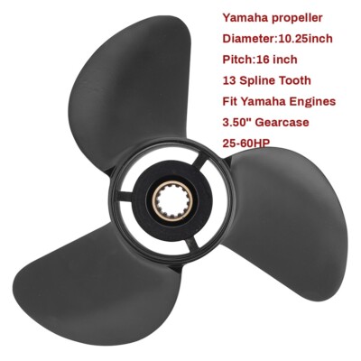 10.25 x16 YBS Black Stainless Steel Boat Prop Fit Yamaha 40-60HP