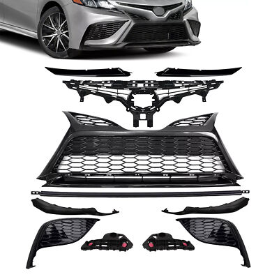 11PC For Camry SE 2021-2023 Front Bumper Upper Lower Grille Fog Lamp Bezel Trim