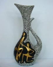 HJB Italy Art Pottery - Artist MARI Mid Century Modern Italian Pottery Vase