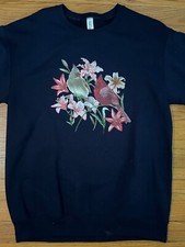 Vintage Jerzees Nublend Blue Birds and Flowers Grandma Retro Sweatshirt Women S
