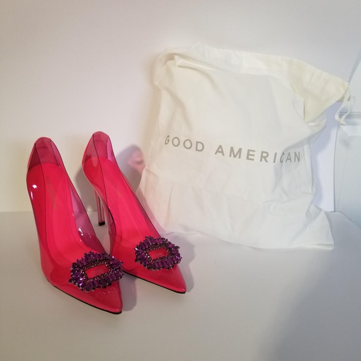 Good American Womens Hot Pink Cinderella High Heels Khloe