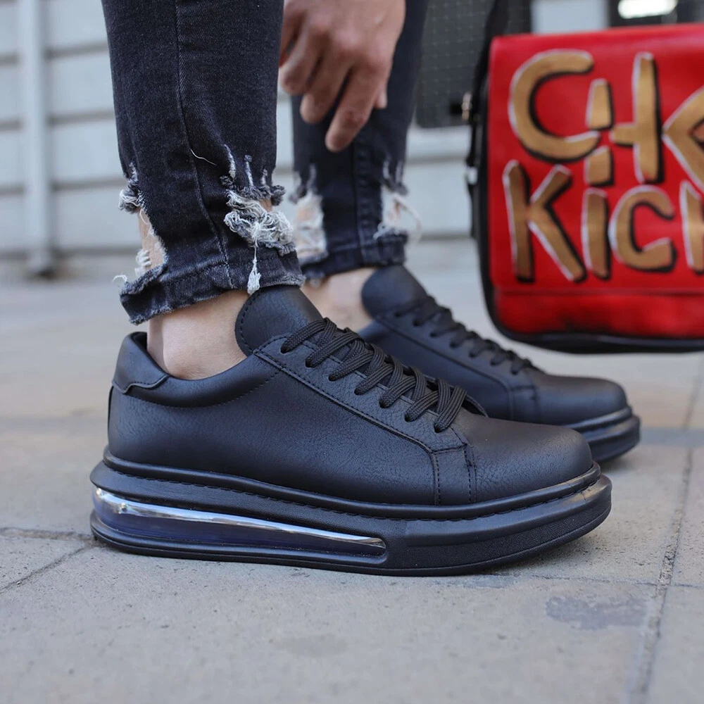 Air Sneakers Black High Sole Lace Up Daily Casual Orthopedic Shoes |