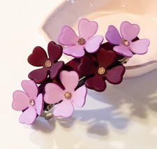 1 pc of Acrylic Rhinestone Flower Design 3 Long Hair Barrette Clip Purple