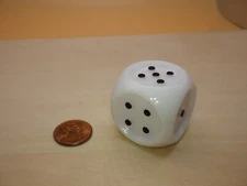 32mm White with Black Tactile Die for Vision Impaired - RPG Tabletop Dice Game