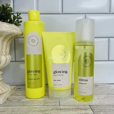 3 PCE Bath Body Works Glowing Fruit Enzyme Exfoliating Body Wash MIst Polish Set