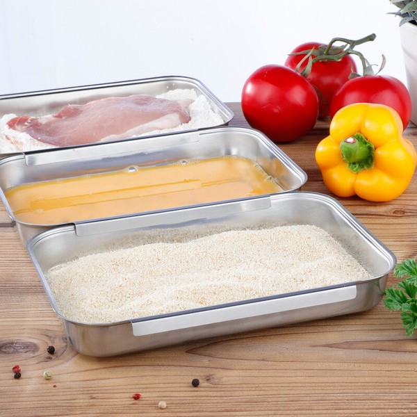 3-Teilig Panier Set Panierschale Panieren BehäLter Edelstahl Panierset Schalen-image