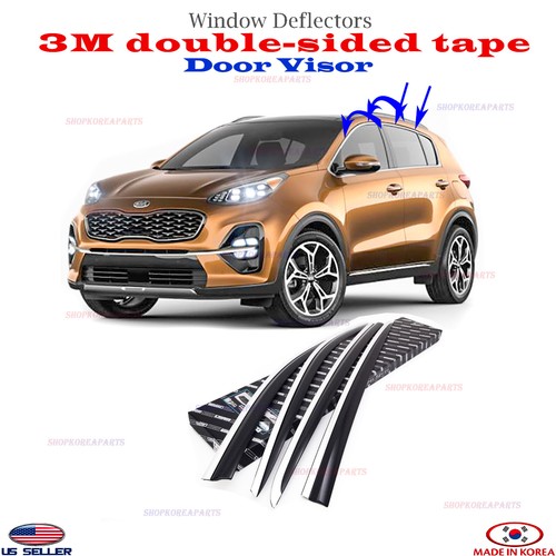 DOOR VISORS Chrome strip Smoke WINDOW VENT DEFLECTOR fits KIA Sportage