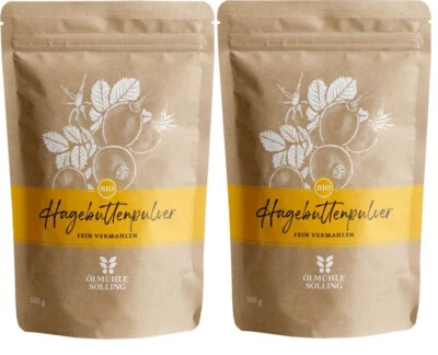 Hagebuttenpulver BIO 2x500g (1 kg) - 100% naturrein - Ölmühle Solling