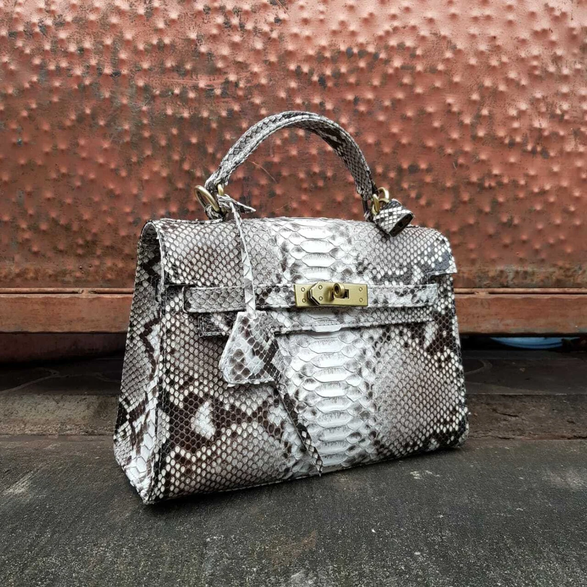  Handmade Python Snakeskin Tote Top Handle Leather